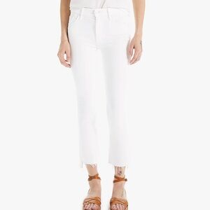 $228 Sz 27 Mother The Insider Crop Step Fray Fairest of All White Jeans